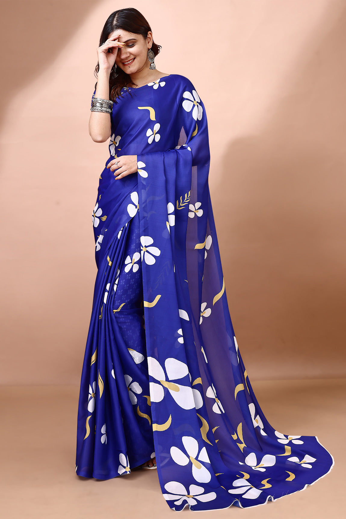 Stylish & Beautiful Satin Georgette Digitally Printed Party Wear Sarees with Blouse Piece