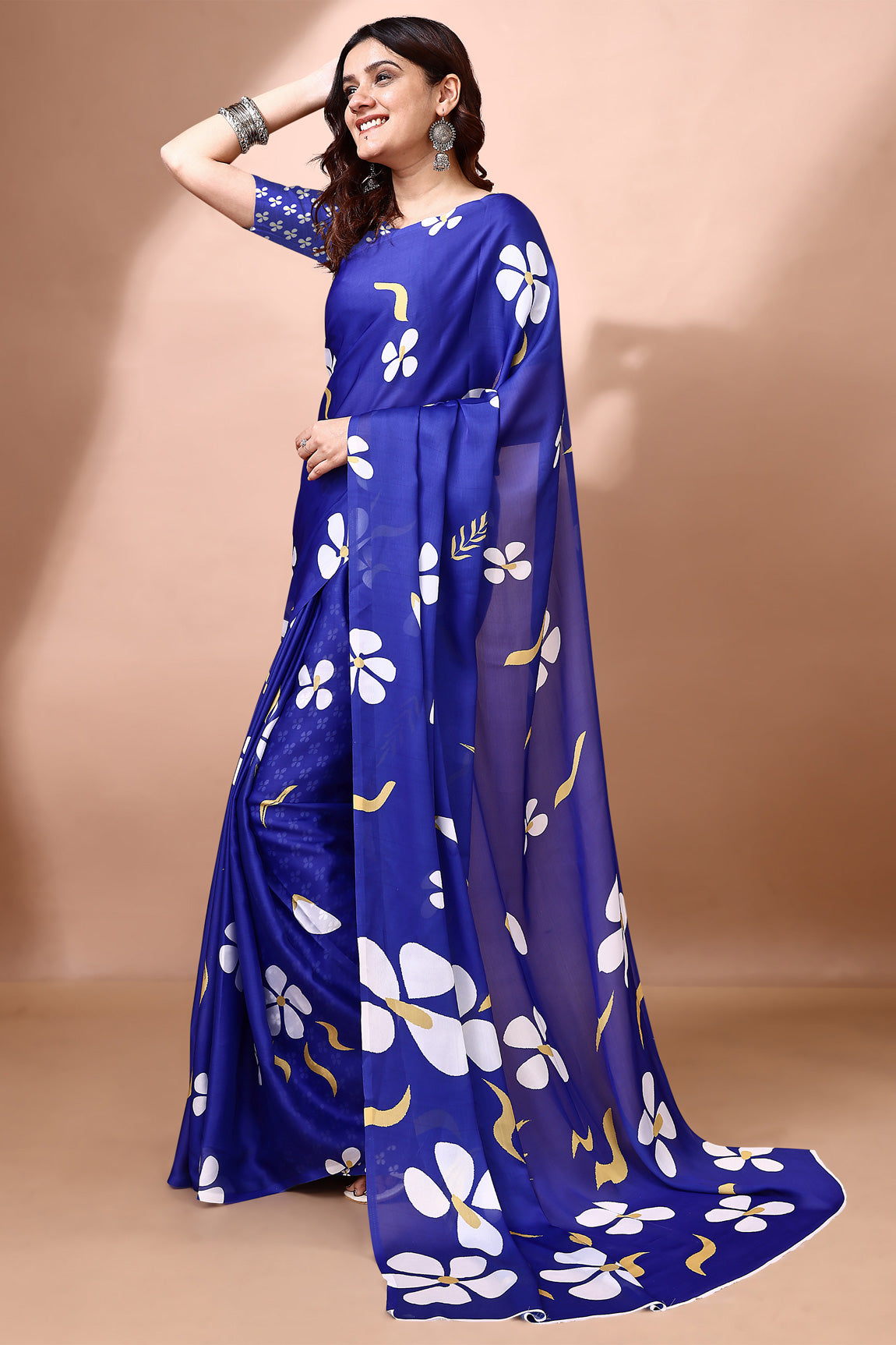 Stylish & Beautiful Satin Georgette Digitally Printed Party Wear Sarees with Blouse Piece