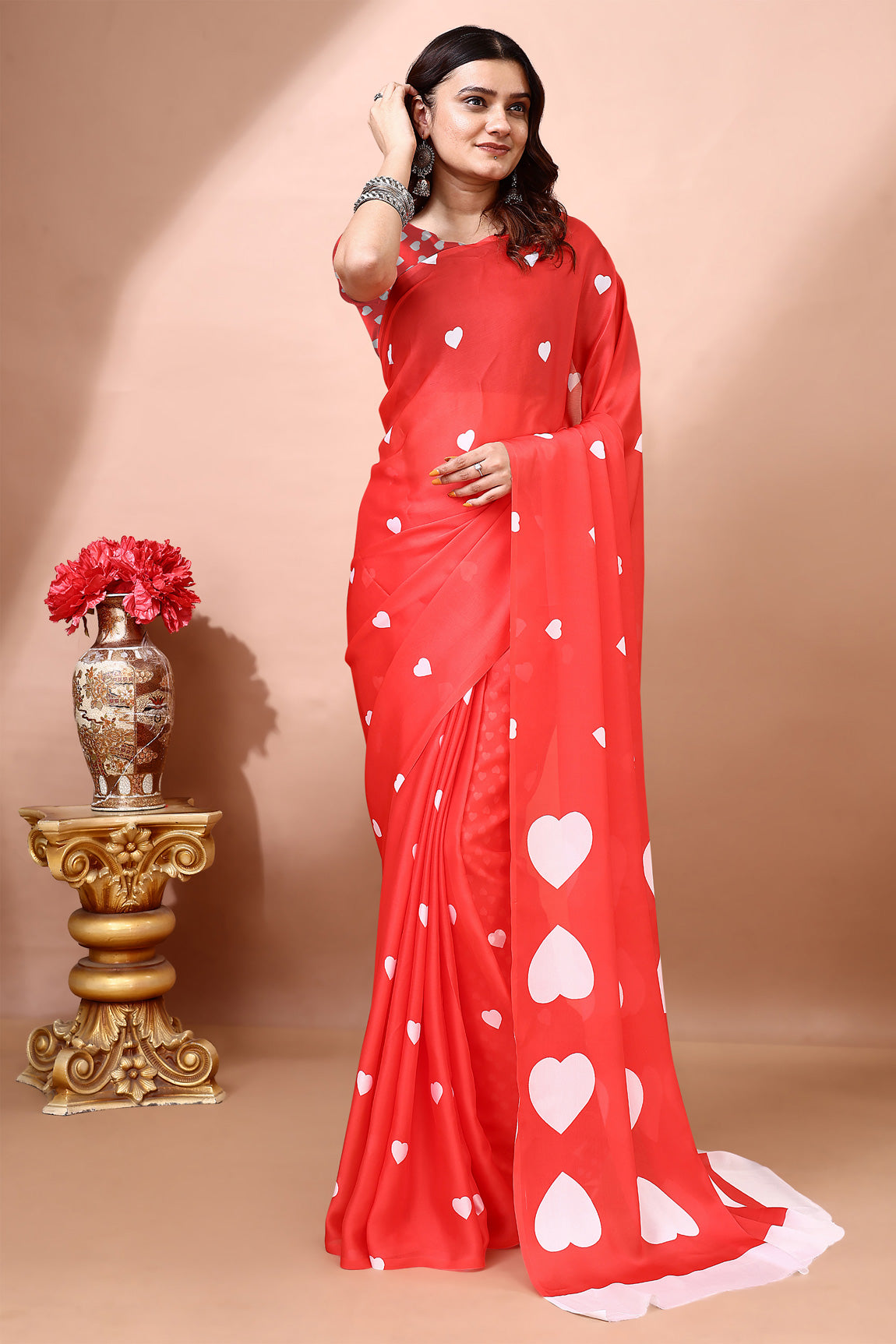 Stylish & Beautiful Satin Georgette Digitally Printed Party Wear Sarees with Blouse Piece