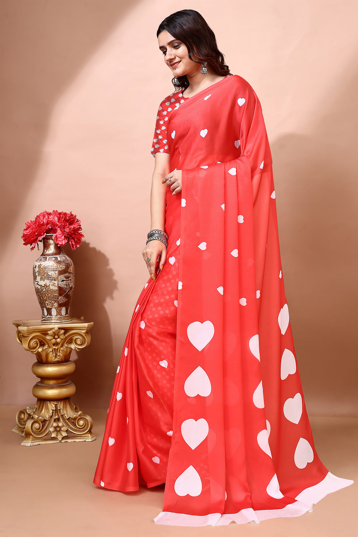 Stylish & Beautiful Satin Georgette Digitally Printed Party Wear Sarees with Blouse Piece