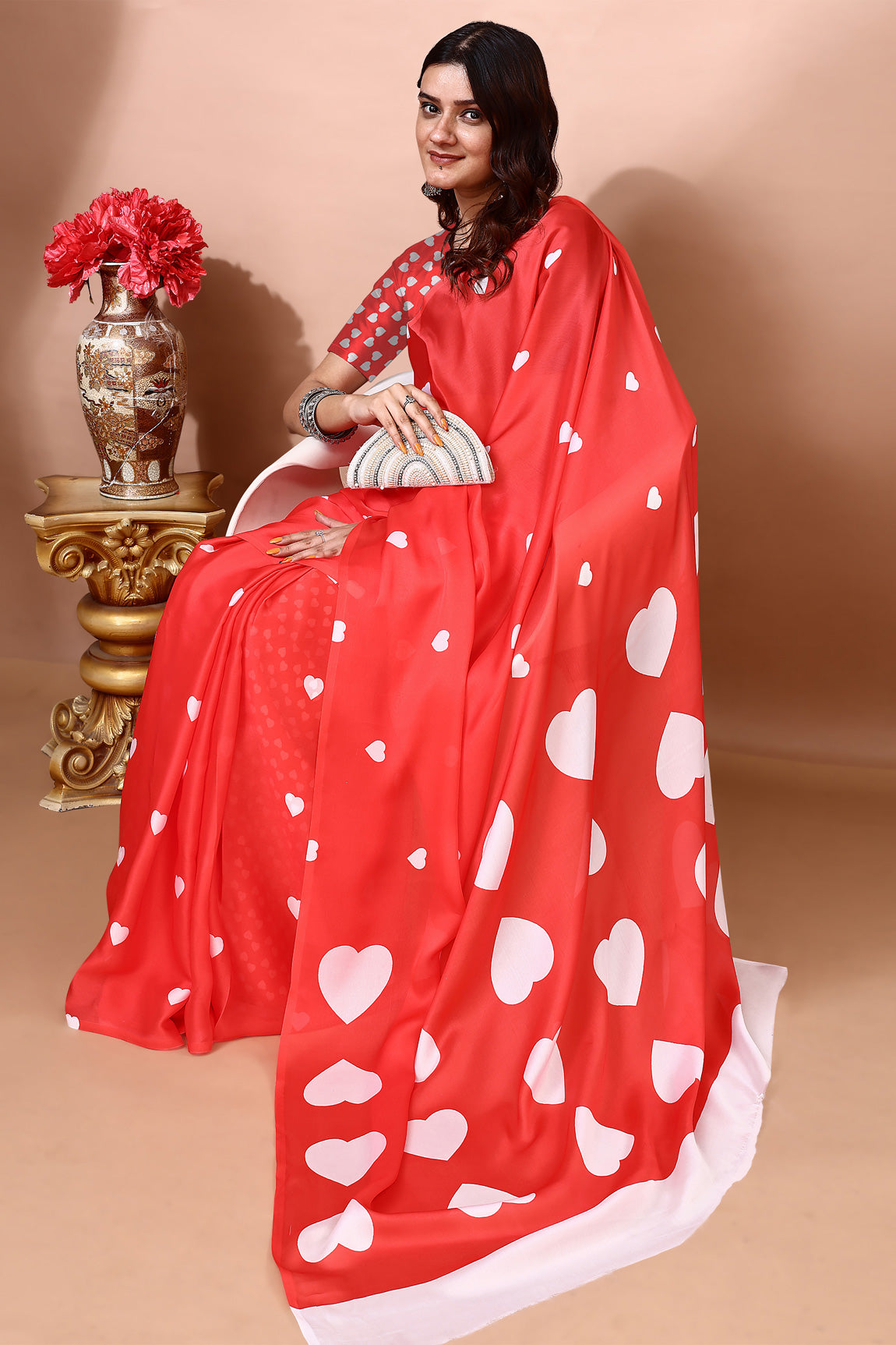 Stylish & Beautiful Satin Georgette Digitally Printed Party Wear Sarees with Blouse Piece