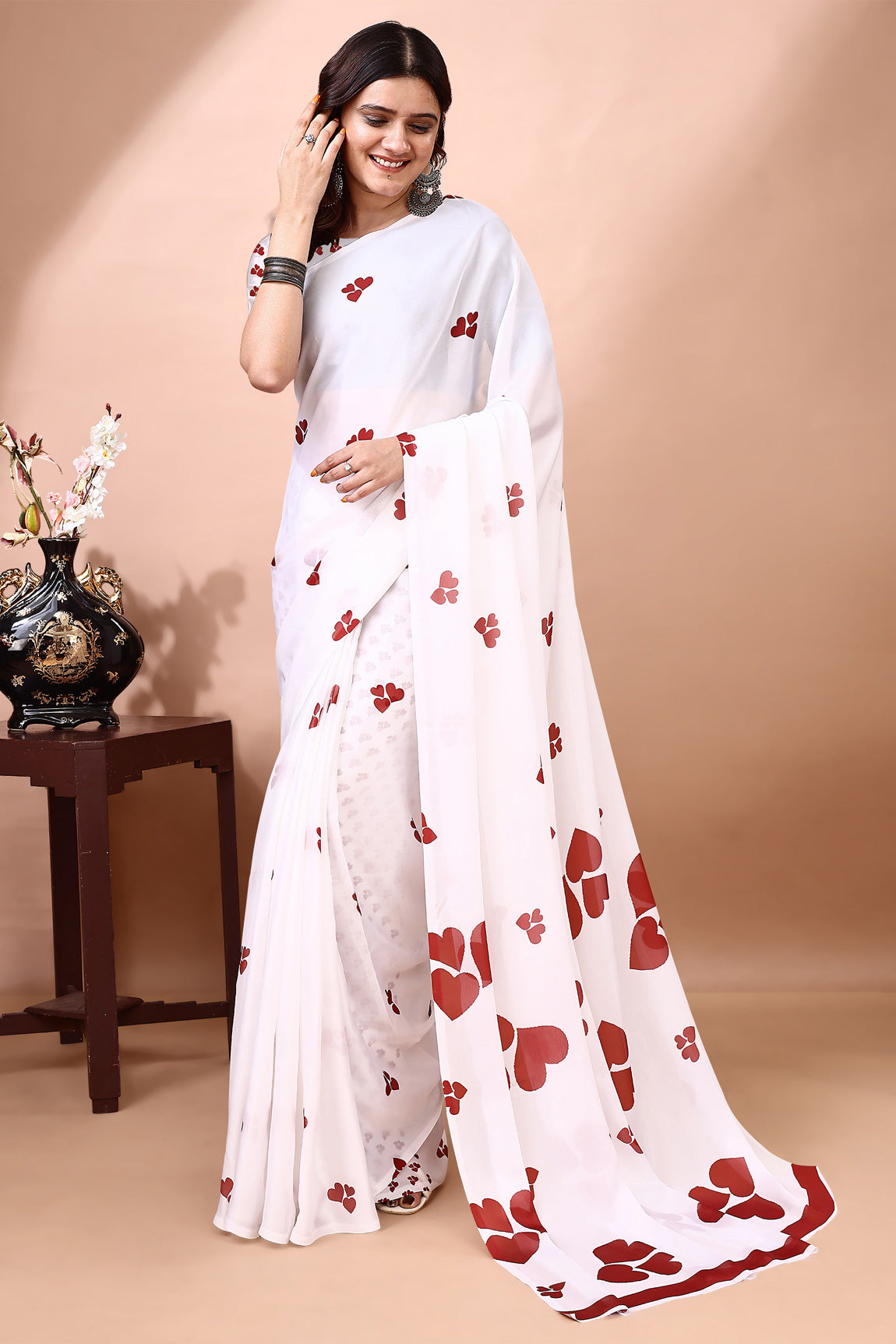 Stylish & Beautiful Satin Georgette Digitally Printed Party Wear Sarees with Blouse Piece