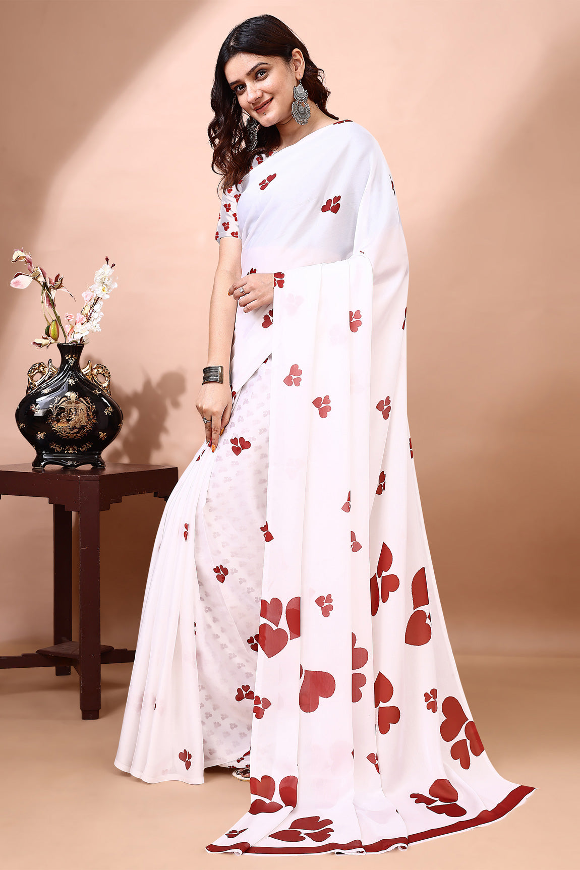 Stylish & Beautiful Satin Georgette Digitally Printed Party Wear Sarees with Blouse Piece