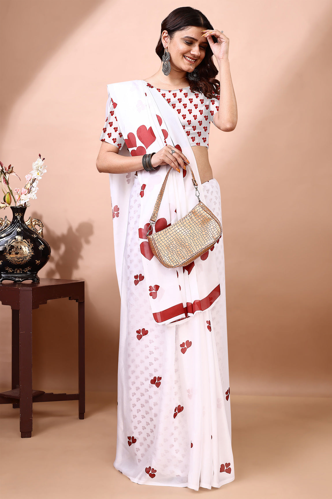 Stylish & Beautiful Satin Georgette Digitally Printed Party Wear Sarees with Blouse Piece