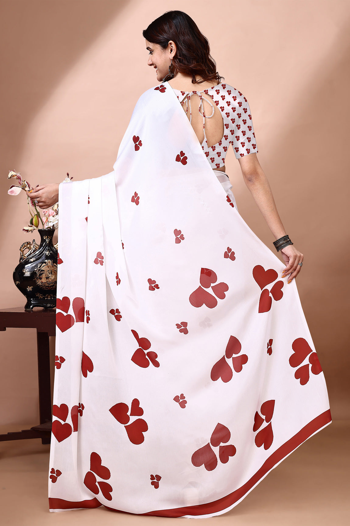 Stylish & Beautiful Satin Georgette Digitally Printed Party Wear Sarees with Blouse Piece