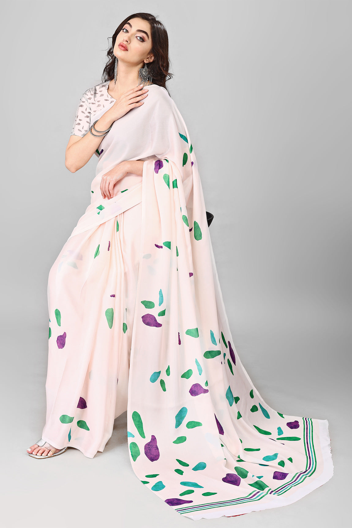 Molly Brown Stylish & Beautiful Satin Georgette Digitally Printed Party Wear Sarees with Blouse Piece