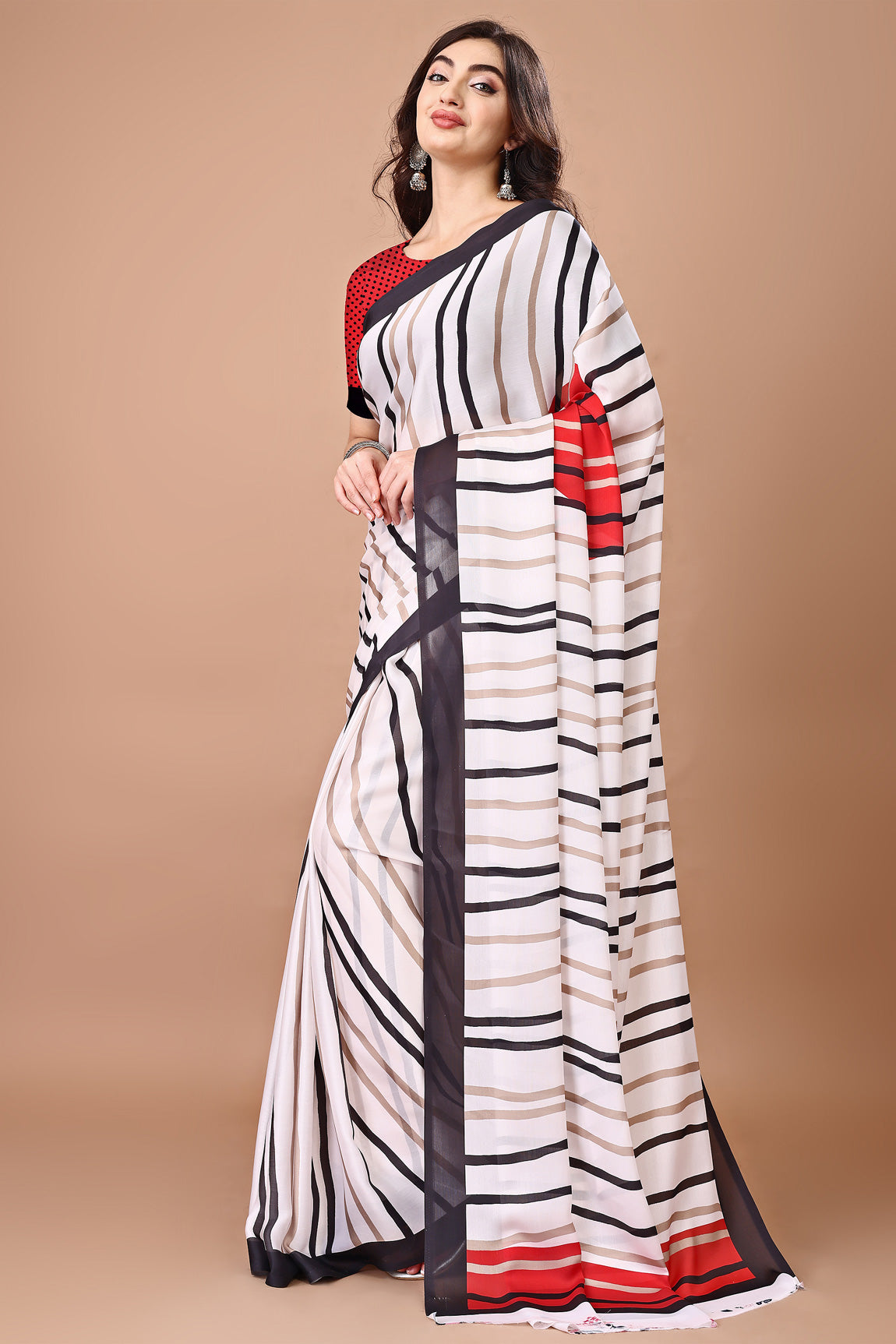 Molly Brown Stylish & Beautiful Satin Georgette Digitally Printed Party Wear Sarees with Blouse Piece