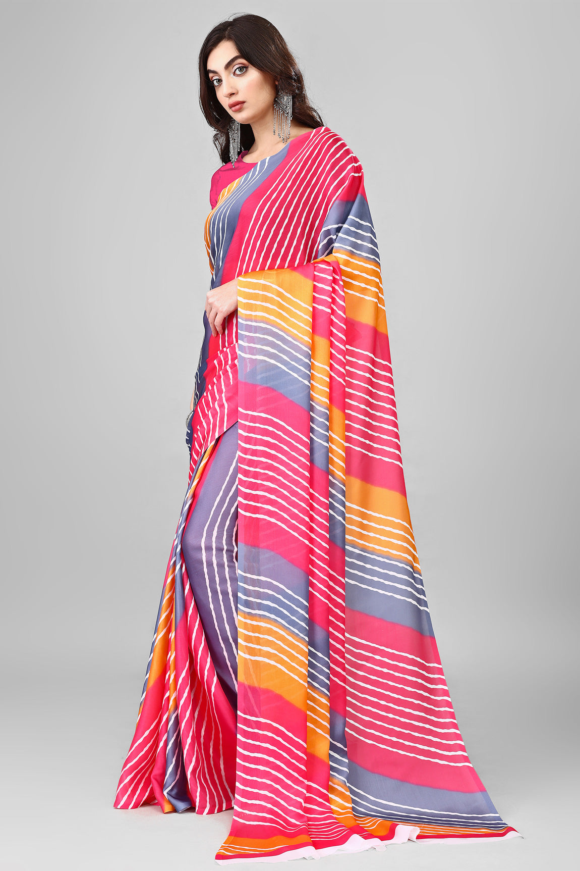 Molly Brown Stylish & Beautiful Satin Georgette Digitally Printed Party Wear Sarees with Blouse Piece