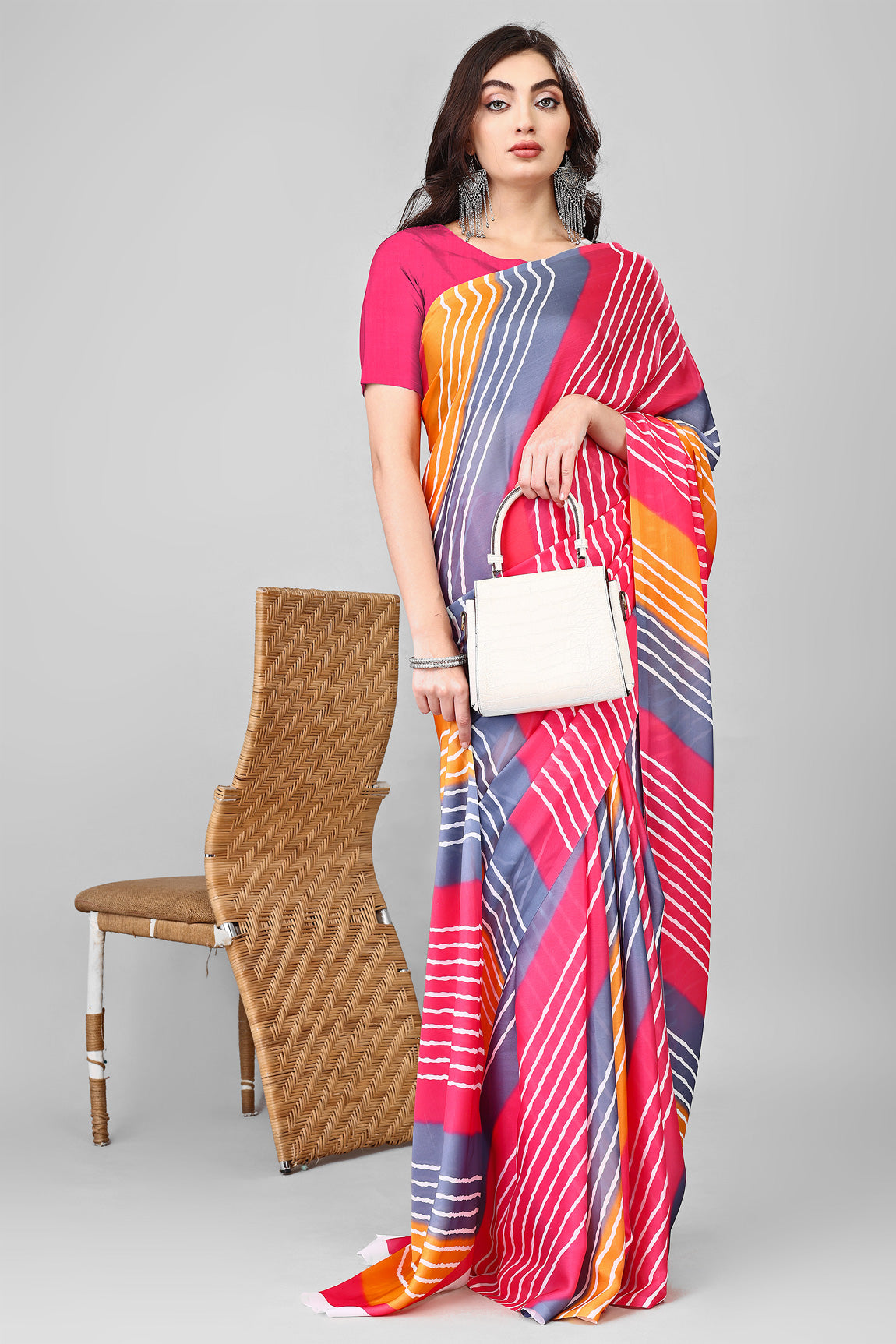 Molly Brown Stylish & Beautiful Satin Georgette Digitally Printed Party Wear Sarees with Blouse Piece