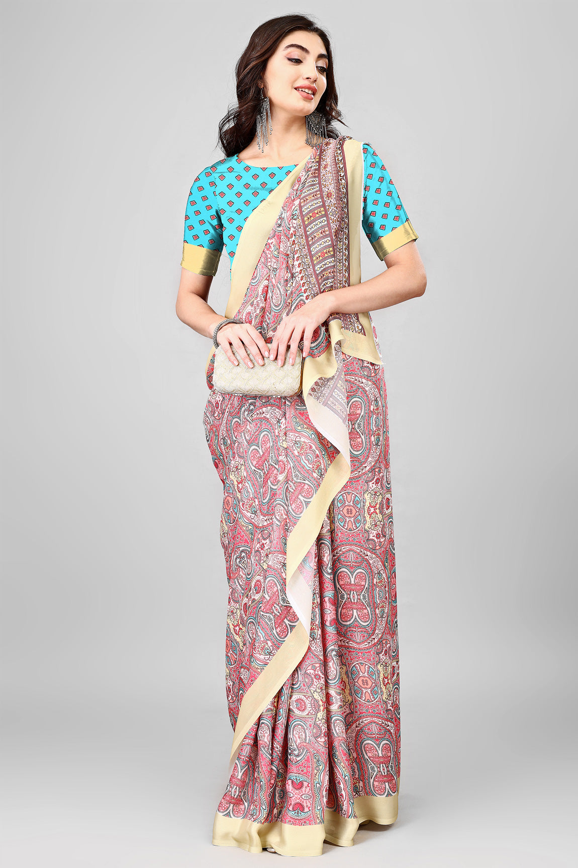 Molly Brown Stylish & Beautiful Satin Georgette Digitally Printed Party Wear Sarees with Blouse Piece