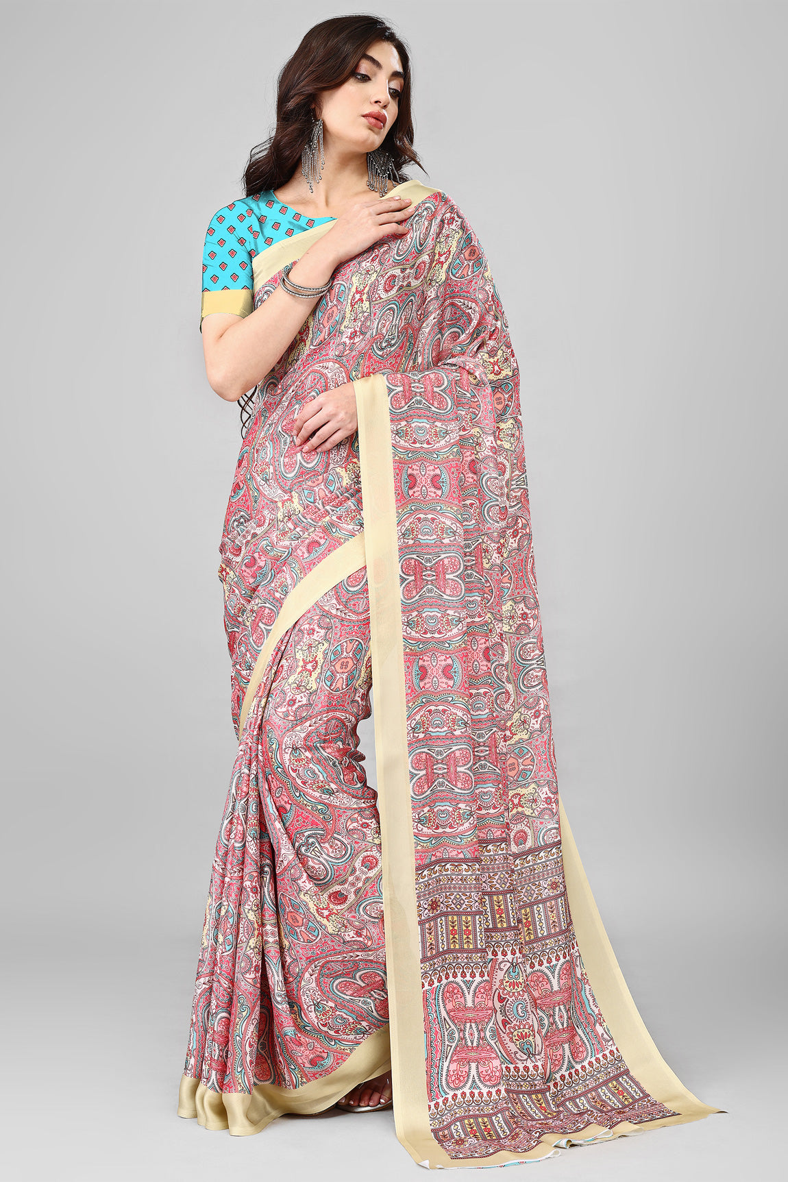 Molly Brown Stylish & Beautiful Satin Georgette Digitally Printed Party Wear Sarees with Blouse Piece