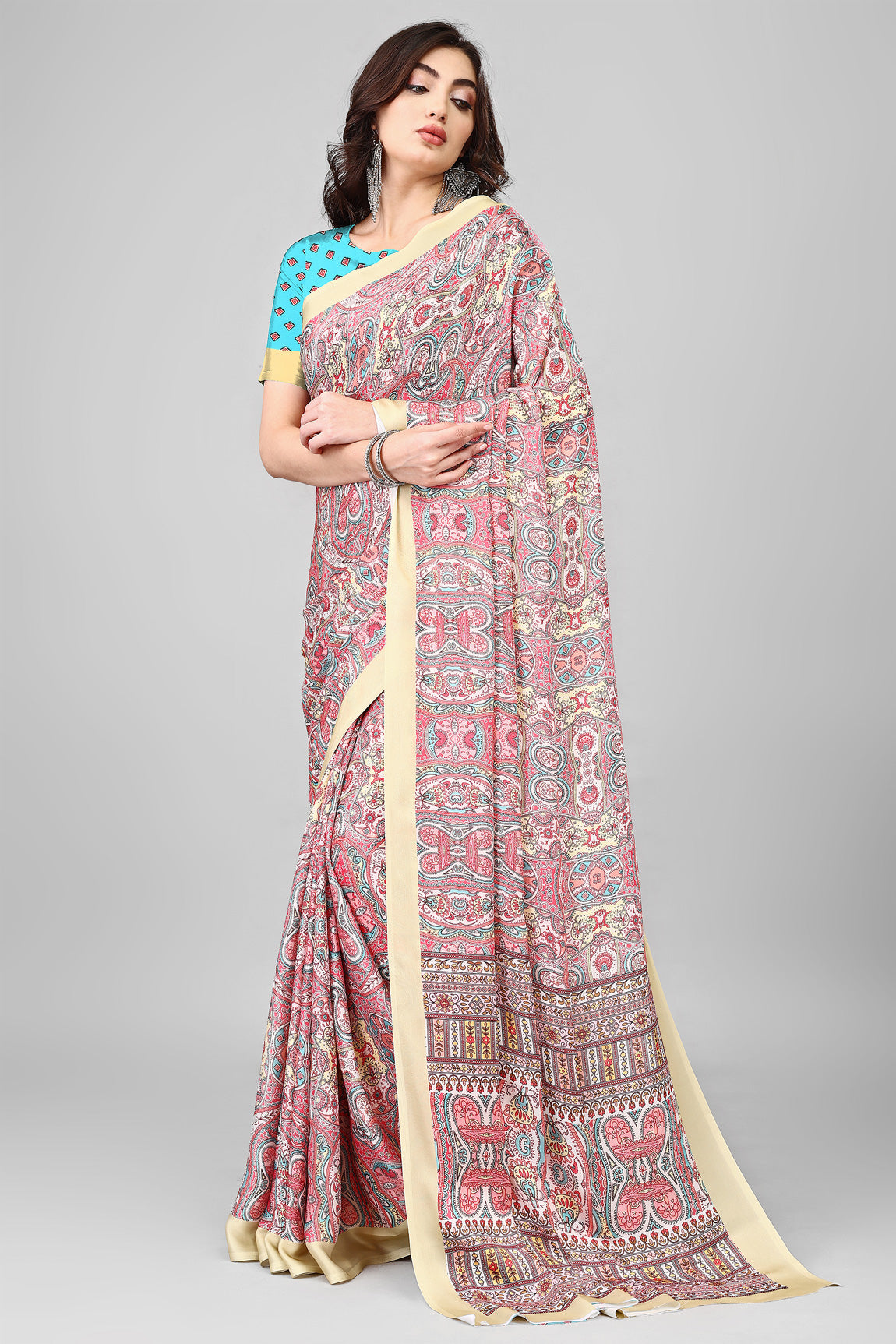 Molly Brown Stylish & Beautiful Satin Georgette Digitally Printed Party Wear Sarees with Blouse Piece