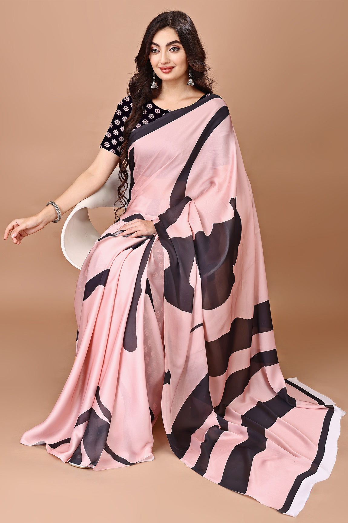 Molly Brown Stylish & Beautiful Satin Georgette Digitally Printed Party Wear Sarees with Blouse Piece