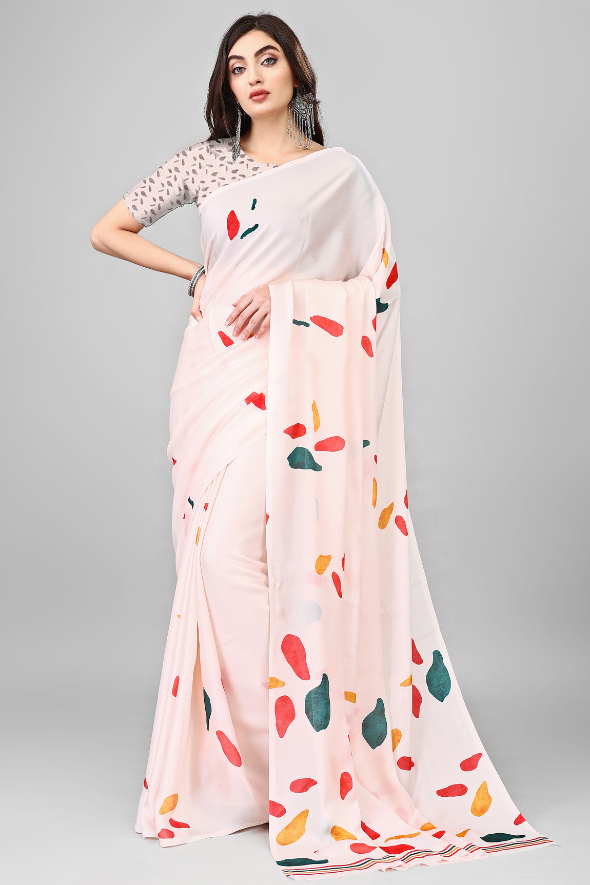 Molly Brown Stylish & Beautiful Satin Georgette Digitally Printed Party Wear Sarees with Blouse Piece