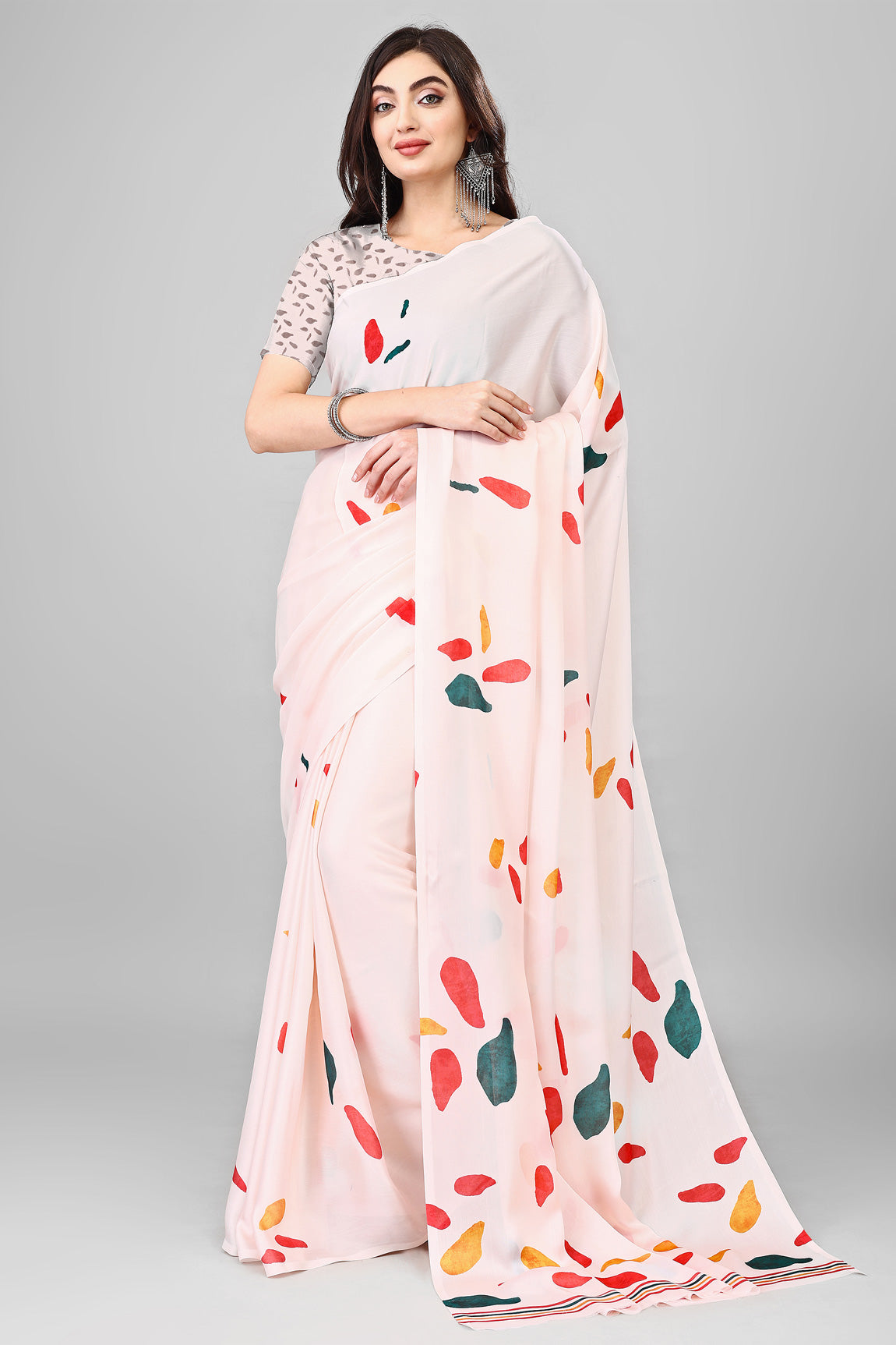 Molly Brown Stylish & Beautiful Satin Georgette Digitally Printed Party Wear Sarees with Blouse Piece