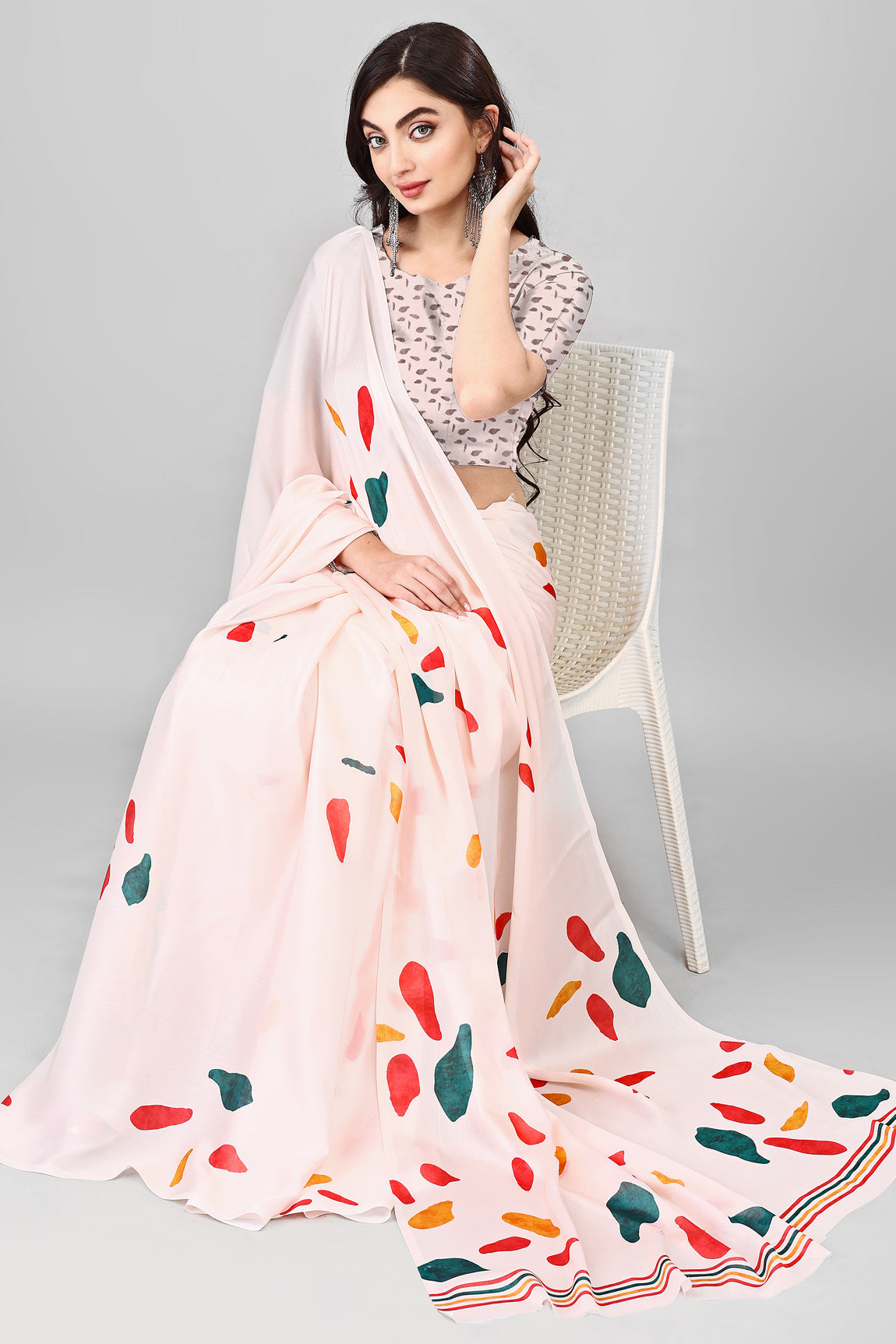Molly Brown Stylish & Beautiful Satin Georgette Digitally Printed Party Wear Sarees with Blouse Piece