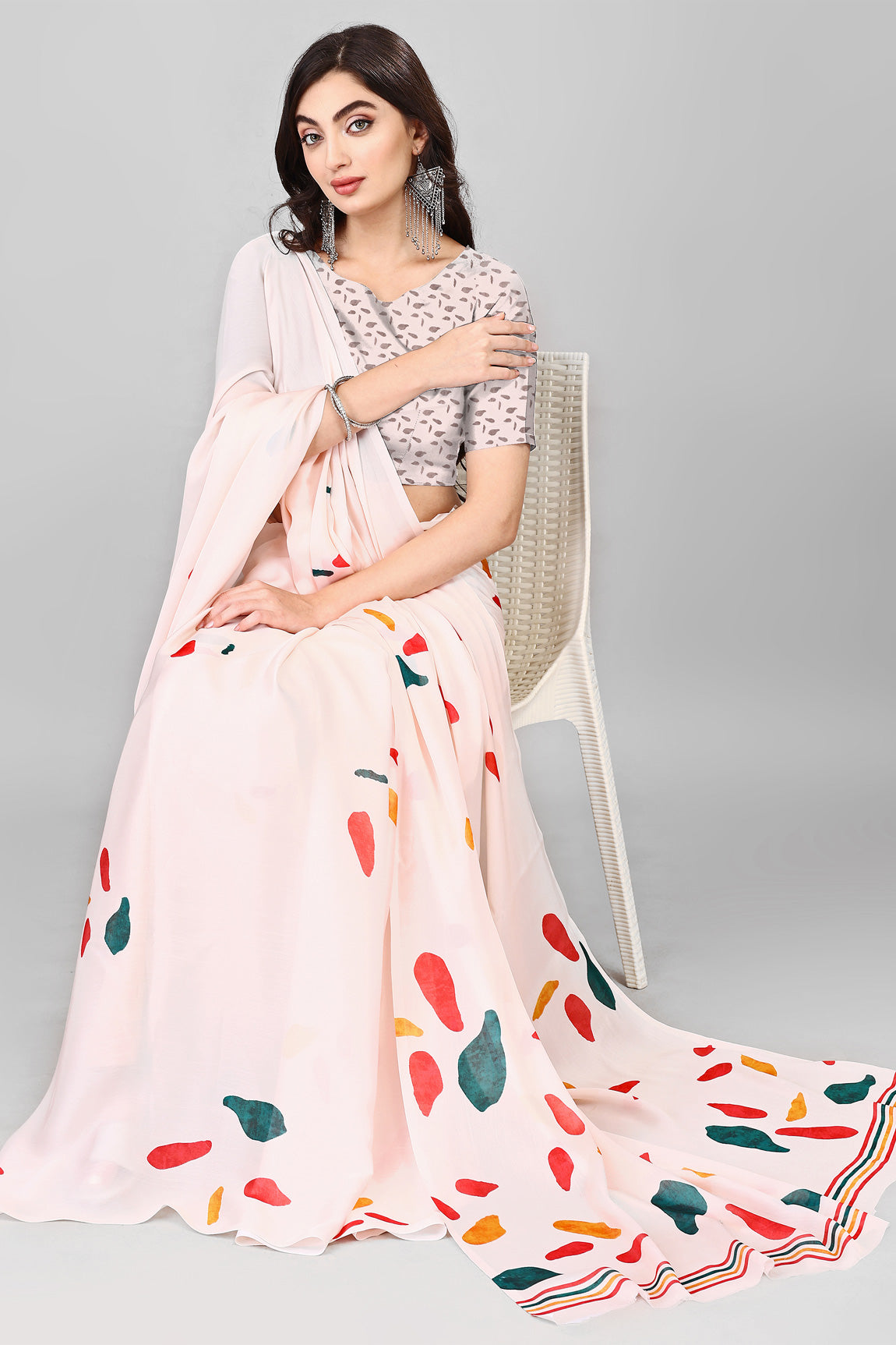Molly Brown Stylish & Beautiful Satin Georgette Digitally Printed Party Wear Sarees with Blouse Piece