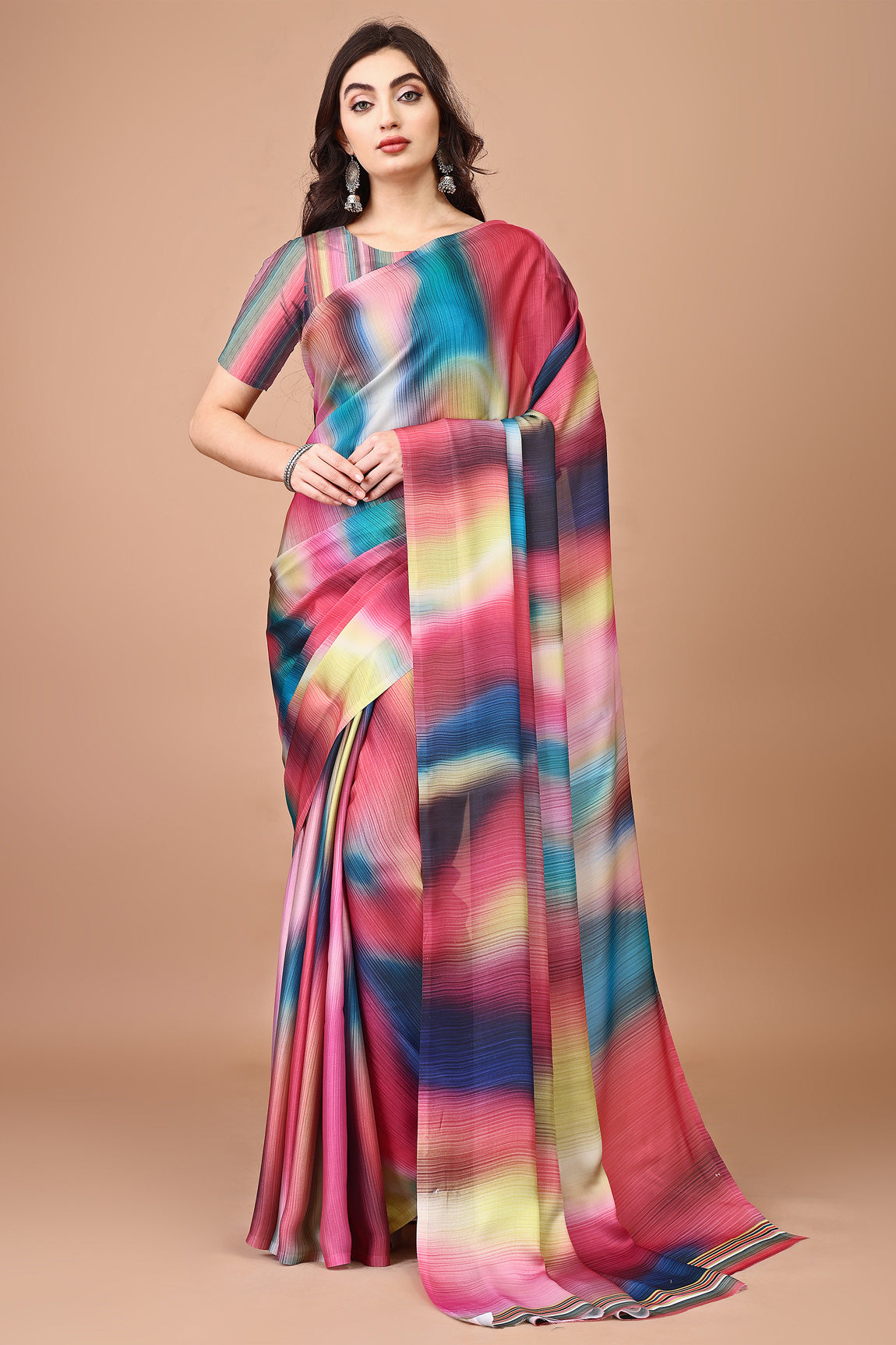Molly Brown Stylish & Beautiful Satin Georgette Digitally Printed Party Wear Sarees with Blouse Piece