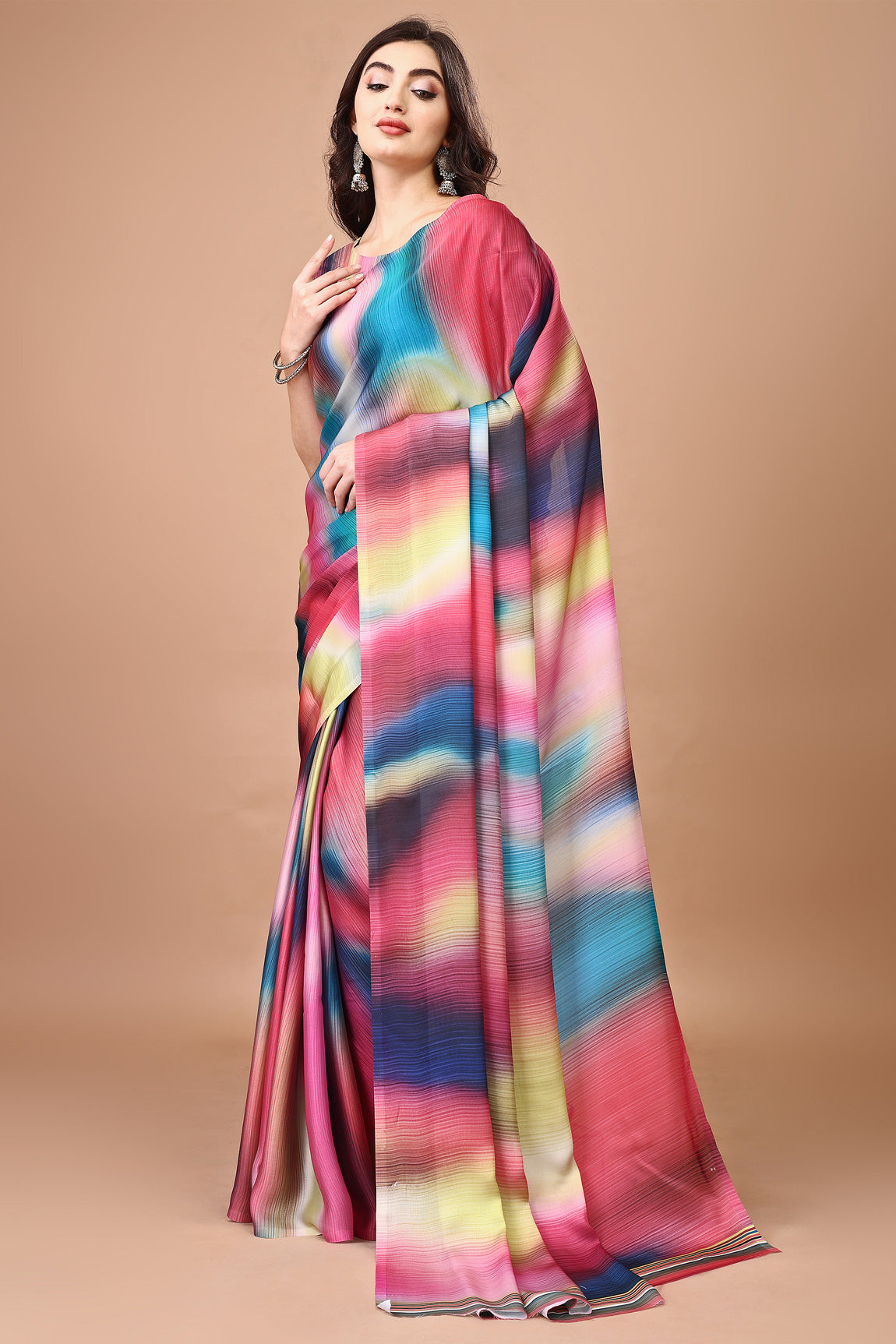 Molly Brown Stylish & Beautiful Satin Georgette Digitally Printed Party Wear Sarees with Blouse Piece