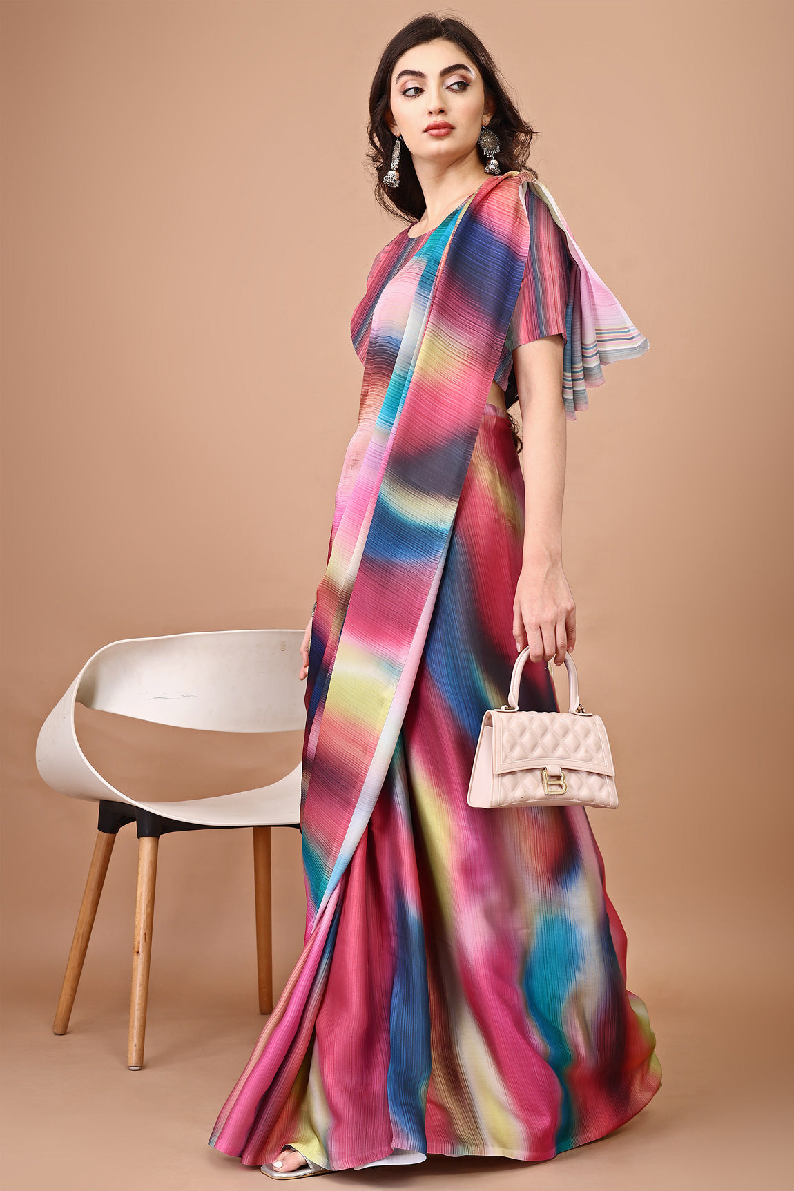 Molly Brown Stylish & Beautiful Satin Georgette Digitally Printed Party Wear Sarees with Blouse Piece