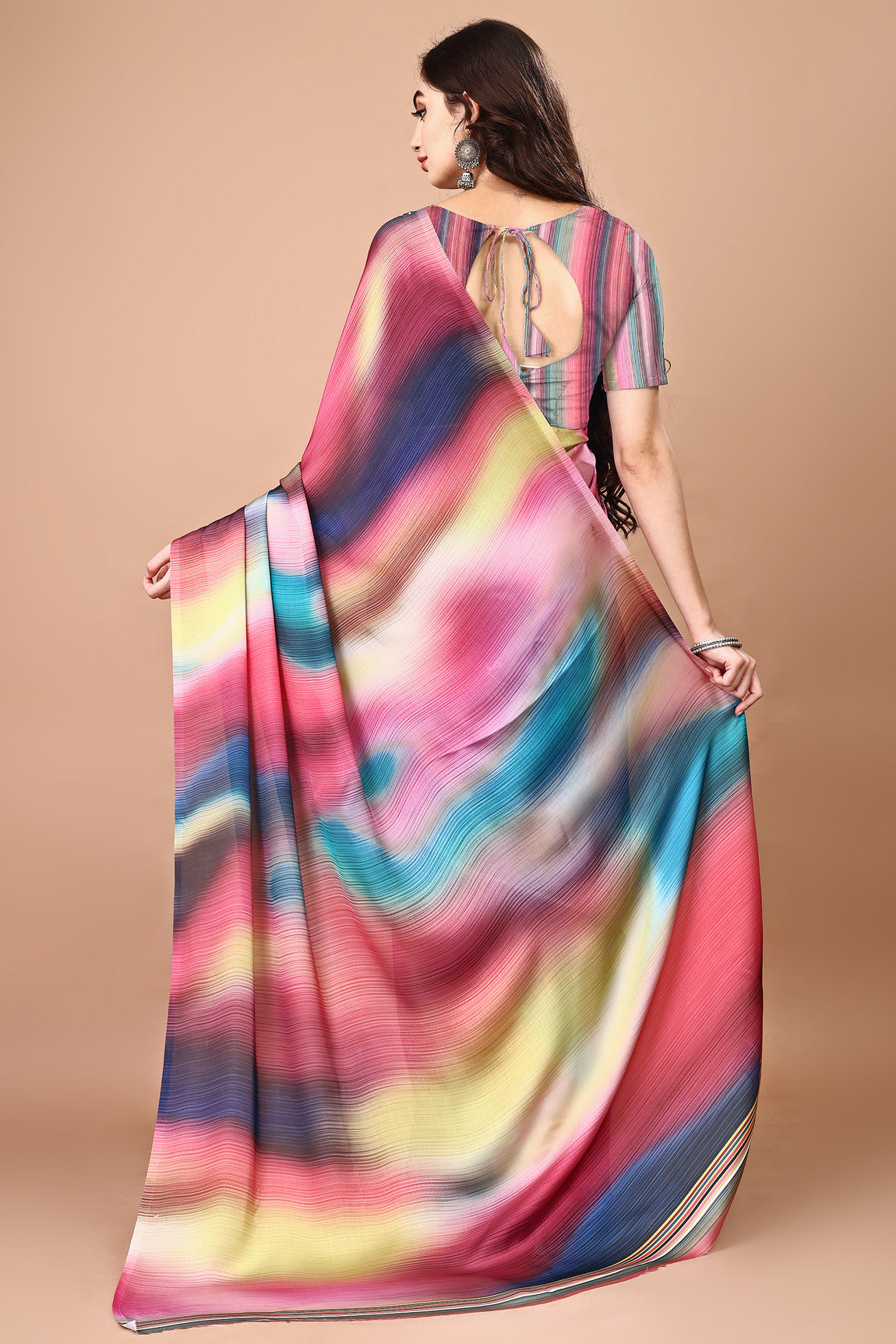 Molly Brown Stylish & Beautiful Satin Georgette Digitally Printed Party Wear Sarees with Blouse Piece