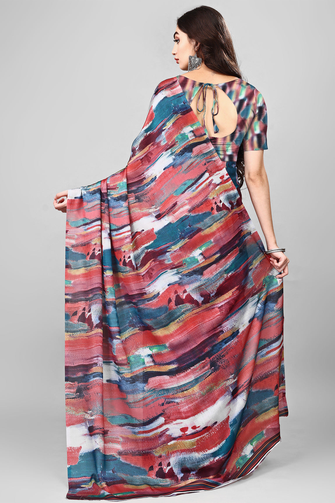Molly Brown Stylish & Beautiful Satin Georgette Digitally Printed Party Wear Sarees with Blouse Piece