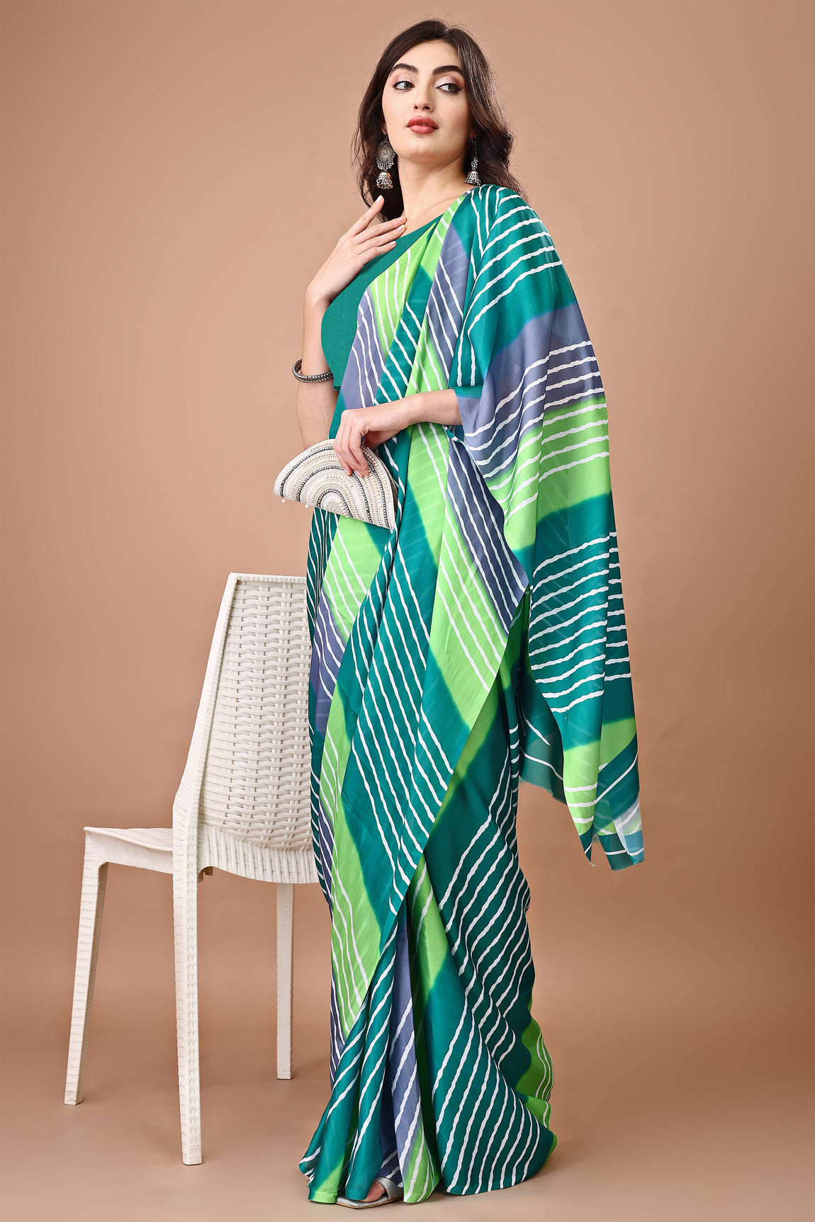 Molly Brown Stylish & Beautiful Satin Georgette Digitally Printed Party Wear Sarees with Blouse Piece