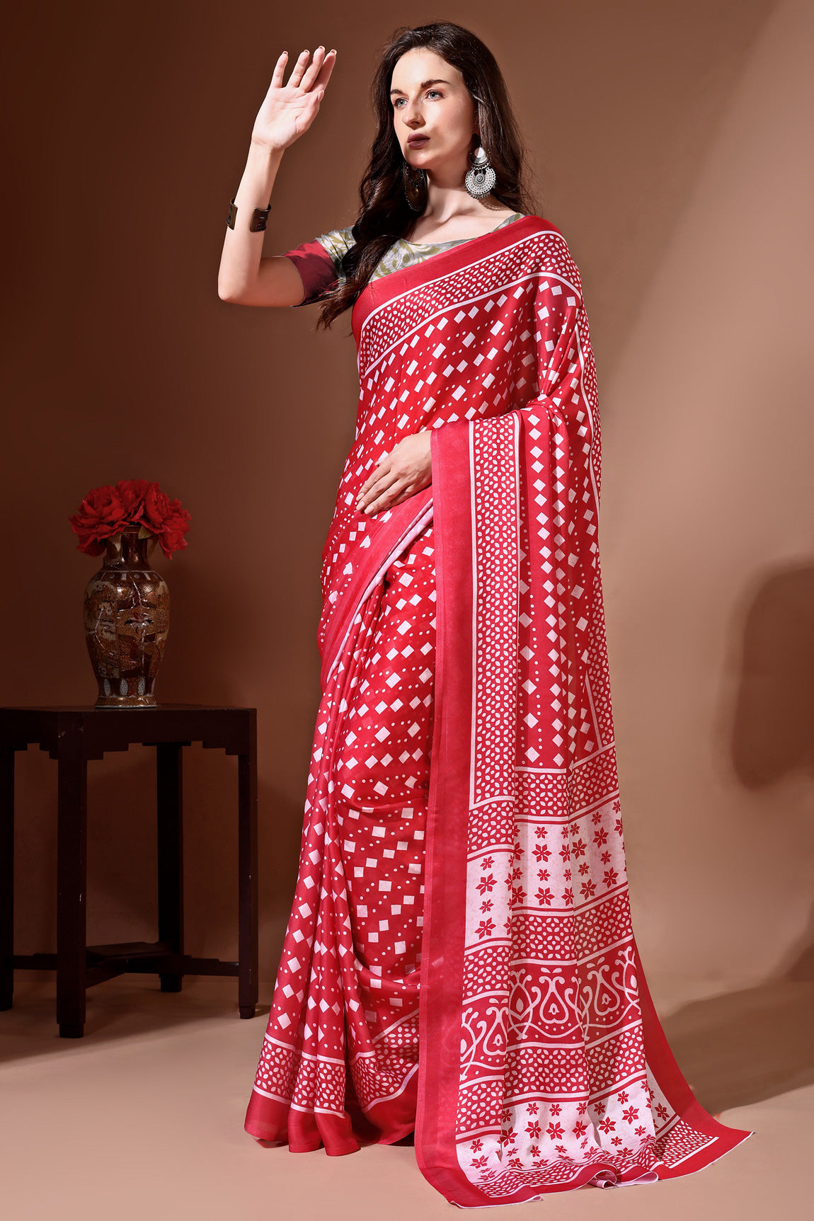 Stylish & Beautiful Satin Georgette Digitally Printed Party Wear Sarees with Blouse Piece