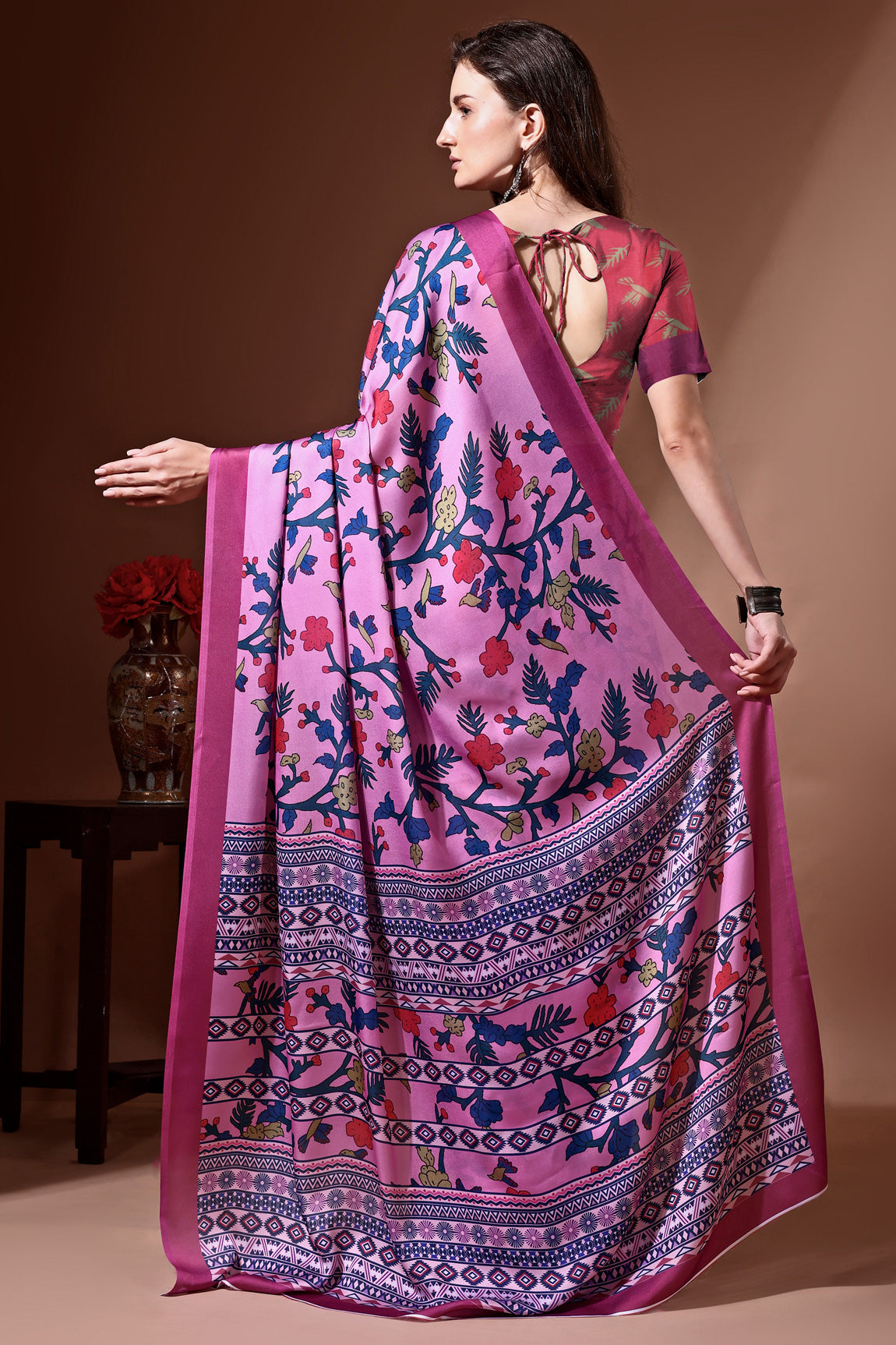 Stylish & Beautiful Satin Georgette Digitally Printed Party Wear Sarees with Blouse Piece