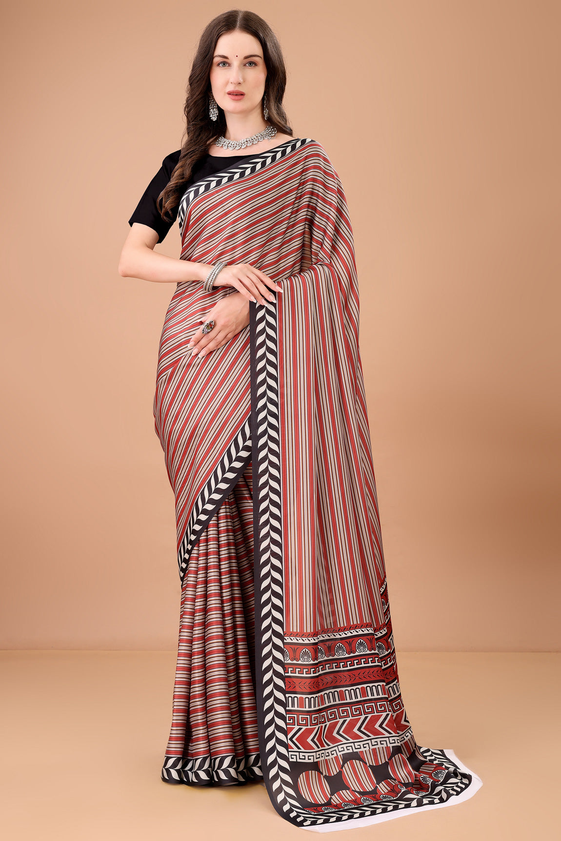 Stylish & Beautiful Satin Georgette Digitally Printed Party Wear Sarees with Blouse Piece