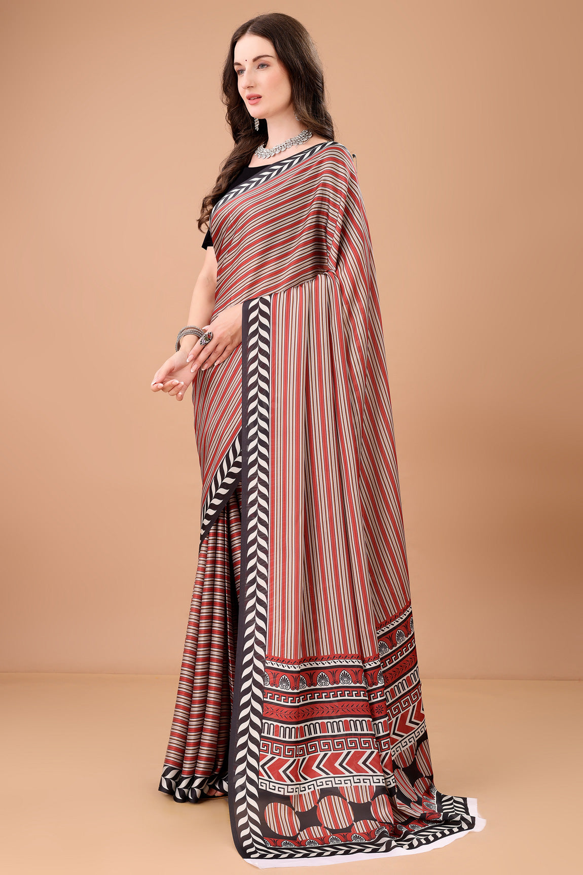 Stylish & Beautiful Satin Georgette Digitally Printed Party Wear Sarees with Blouse Piece