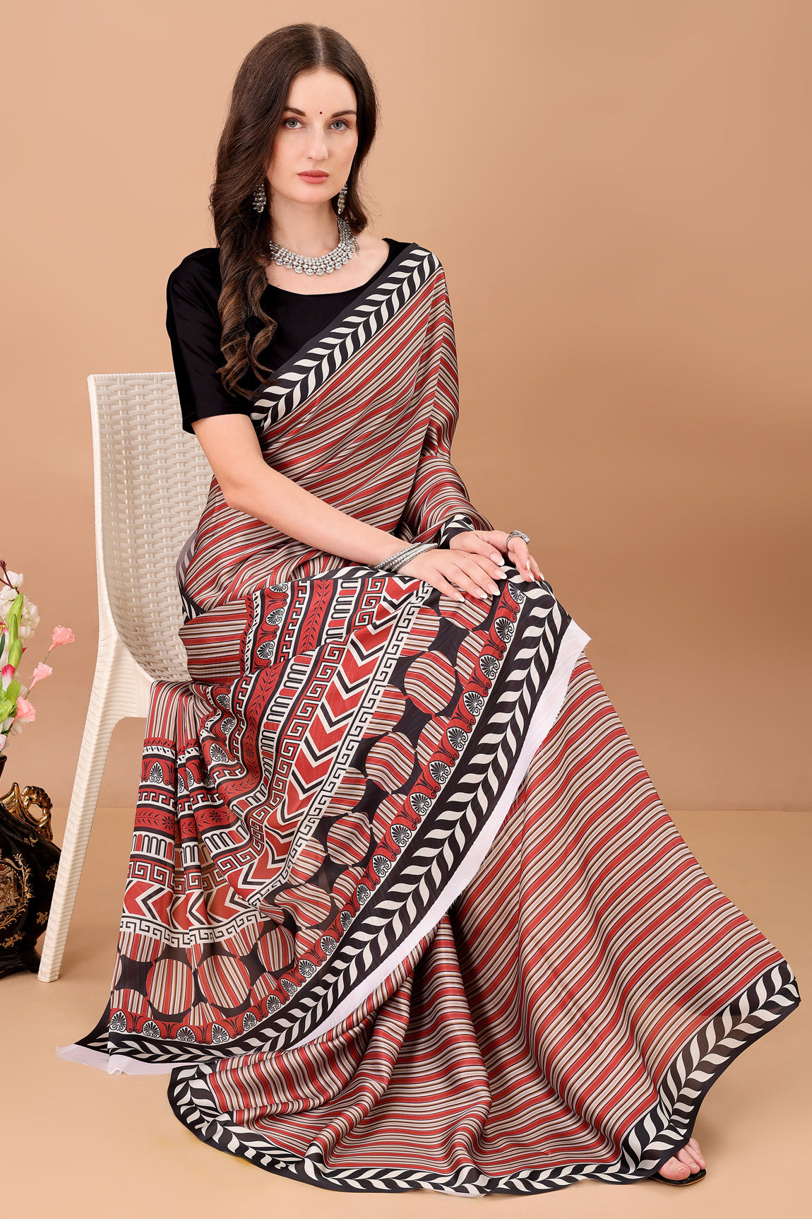 Stylish & Beautiful Satin Georgette Digitally Printed Party Wear Sarees with Blouse Piece