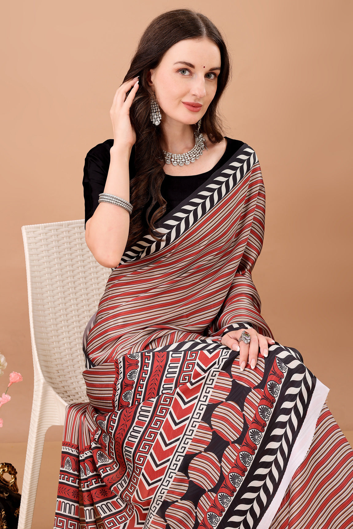 Stylish & Beautiful Satin Georgette Digitally Printed Party Wear Sarees with Blouse Piece