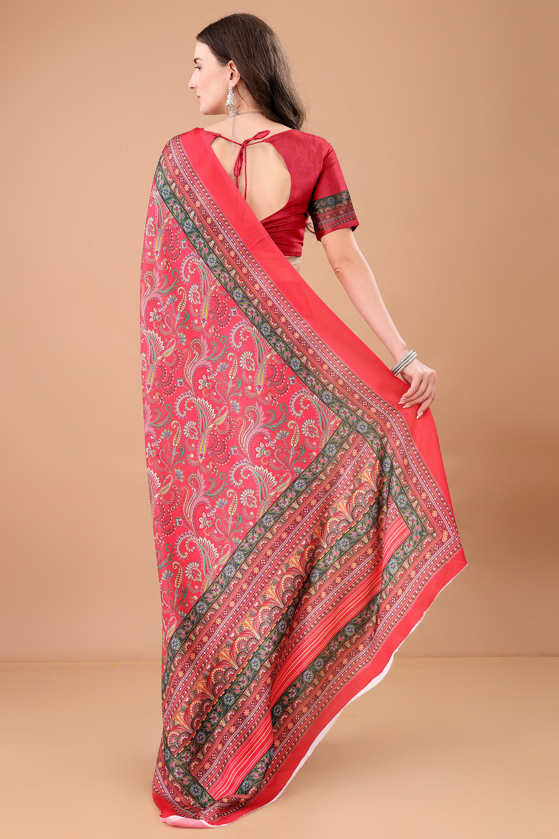 Stylish & Beautiful Satin Georgette Digitally Printed Party Wear Sarees with Blouse Piece