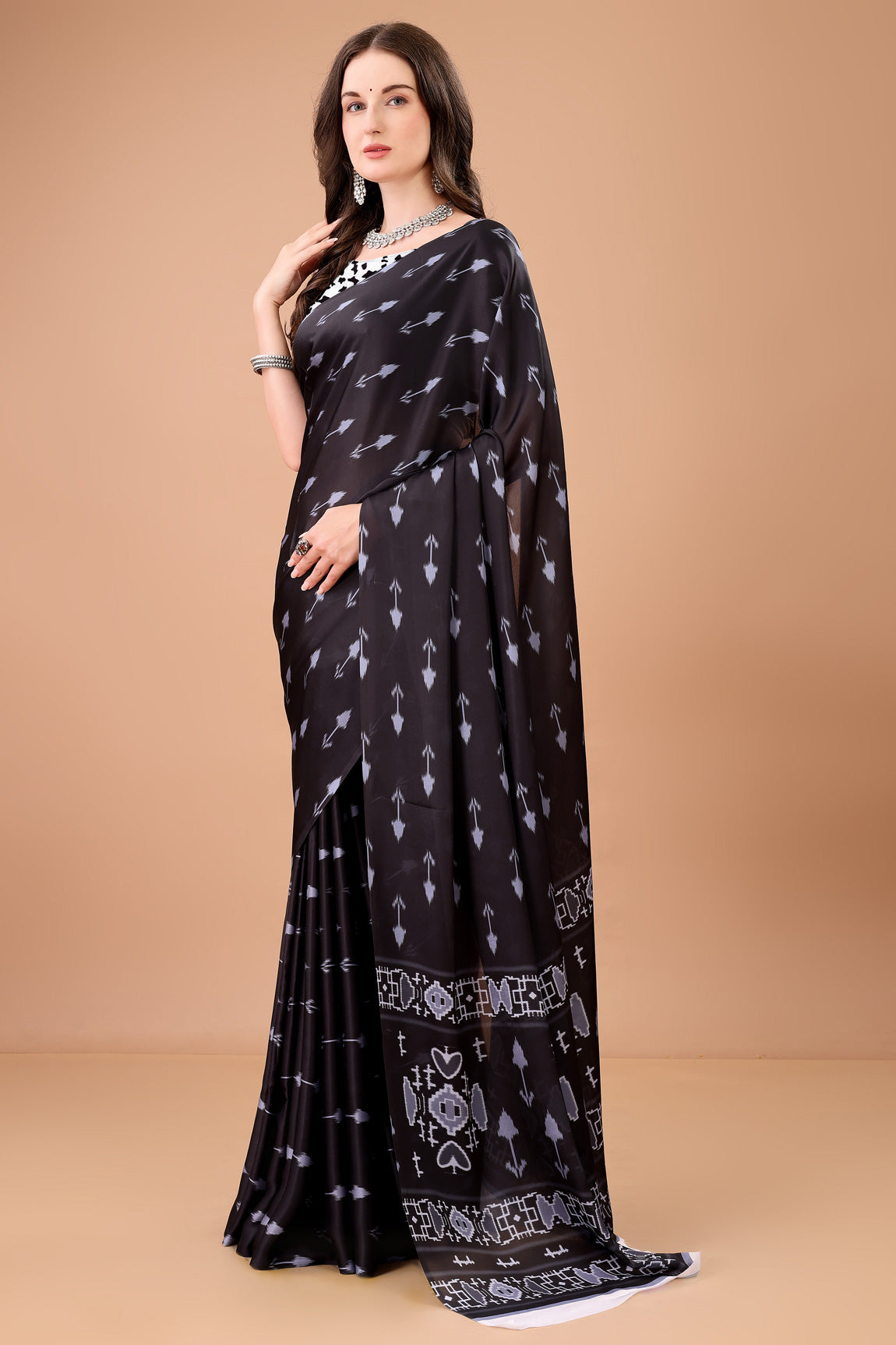 Stylish & Beautiful Satin Georgette Digitally Printed Party Wear Sarees with Blouse Piece