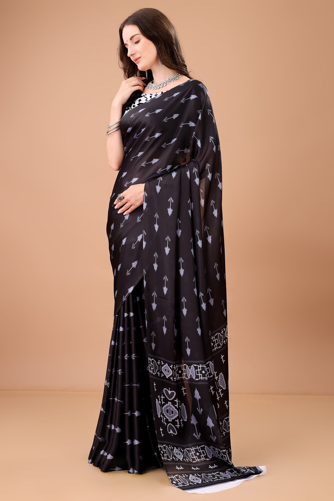 Stylish & Beautiful Satin Georgette Digitally Printed Party Wear Sarees with Blouse Piece