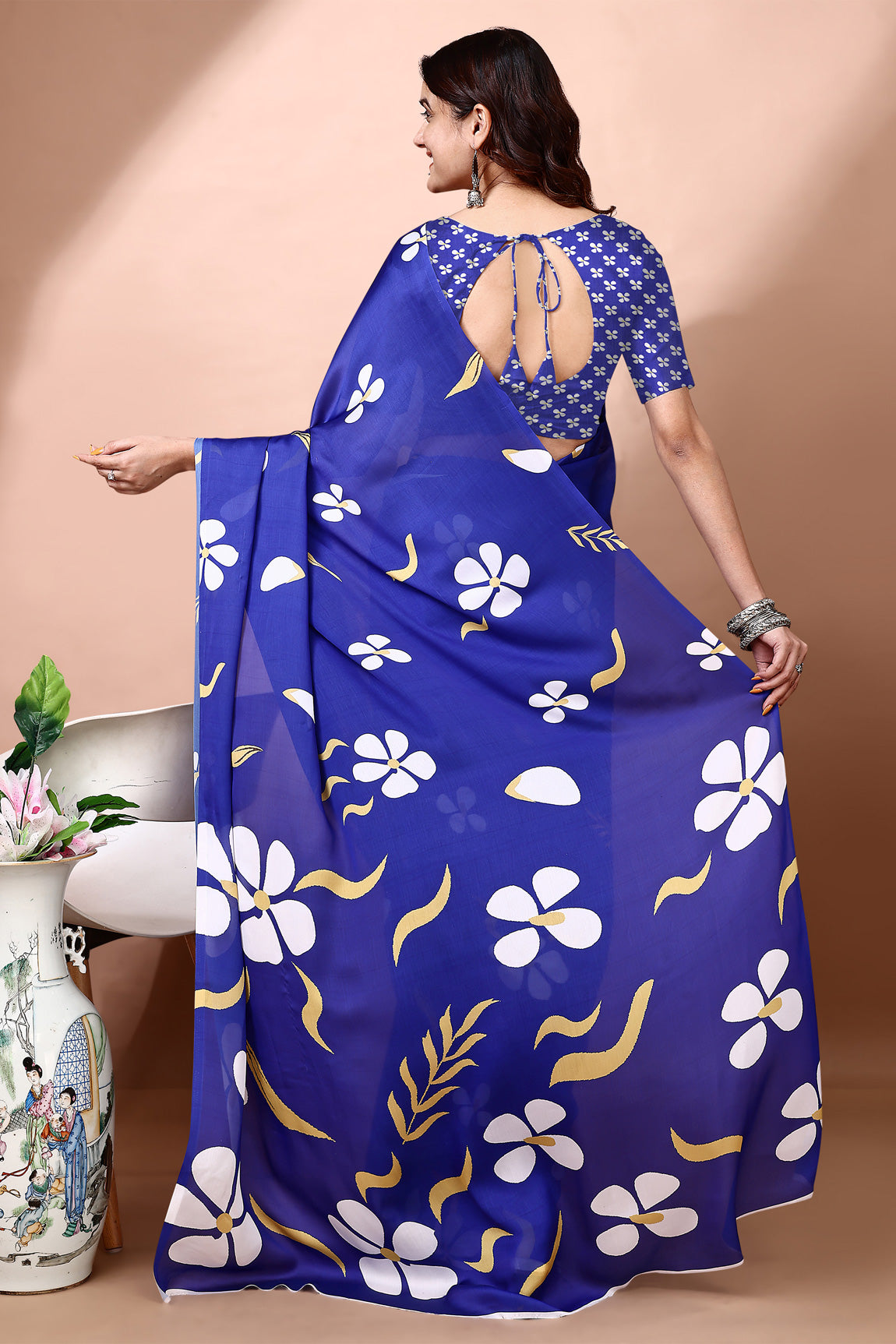 Stylish & Beautiful Satin Georgette Digitally Printed Party Wear Sarees with Blouse Piece