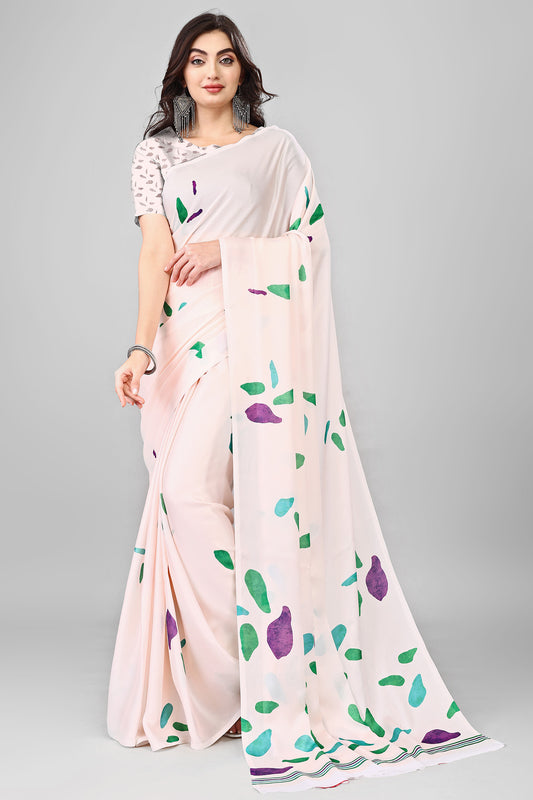 Molly Brown Stylish & Beautiful Satin Georgette Digitally Printed Party Wear Sarees with Blouse Piece