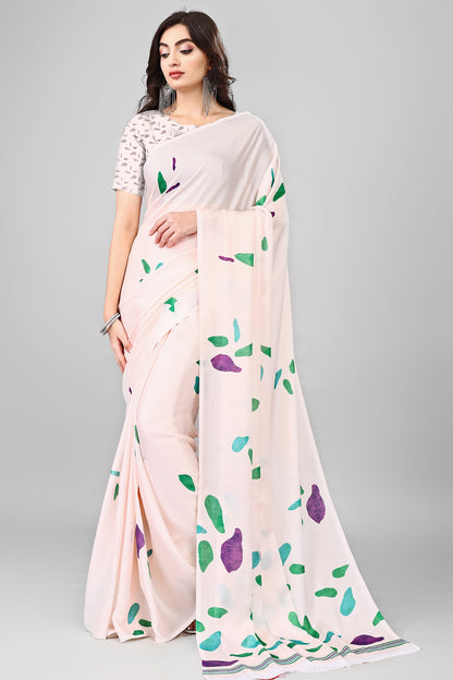 Molly Brown Stylish & Beautiful Satin Georgette Digitally Printed Party Wear Sarees with Blouse Piece