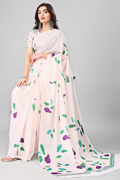 Molly Brown Stylish & Beautiful Satin Georgette Digitally Printed Party Wear Sarees with Blouse Piece