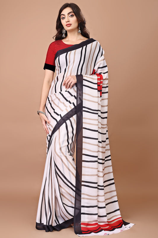 Molly Brown Stylish & Beautiful Satin Georgette Digitally Printed Party Wear Sarees with Blouse Piece