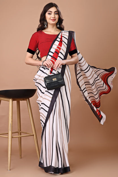 Molly Brown Stylish & Beautiful Satin Georgette Digitally Printed Party Wear Sarees with Blouse Piece