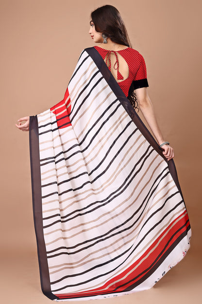 Molly Brown Stylish & Beautiful Satin Georgette Digitally Printed Party Wear Sarees with Blouse Piece