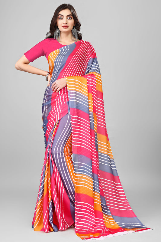 Molly Brown Stylish & Beautiful Satin Georgette Digitally Printed Party Wear Sarees with Blouse Piece