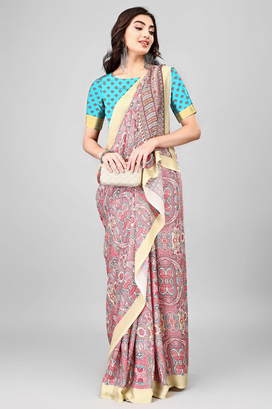 Molly Brown Stylish & Beautiful Satin Georgette Digitally Printed Party Wear Sarees with Blouse Piece
