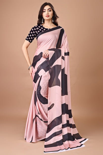 Molly Brown Stylish & Beautiful Satin Georgette Digitally Printed Party Wear Sarees with Blouse Piece