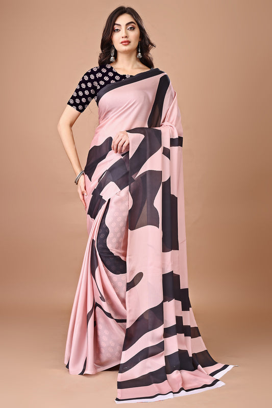 Molly Brown Stylish & Beautiful Satin Georgette Digitally Printed Party Wear Sarees with Blouse Piece
