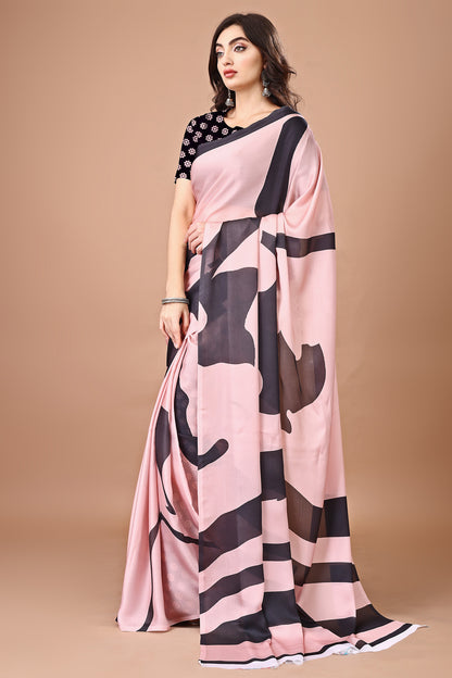 Molly Brown Stylish & Beautiful Satin Georgette Digitally Printed Party Wear Sarees with Blouse Piece