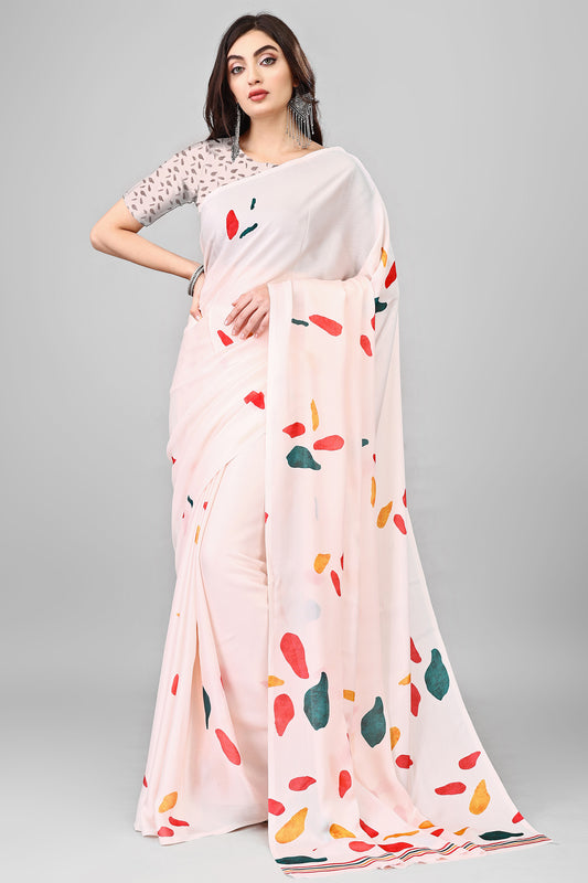 Molly Brown Stylish & Beautiful Satin Georgette Digitally Printed Party Wear Sarees with Blouse Piece