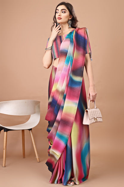 Molly Brown Stylish & Beautiful Satin Georgette Digitally Printed Party Wear Sarees with Blouse Piece